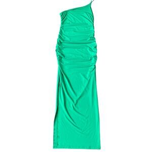 SHEIN One Shoulder Strap Ruched Bodycon Dress Bright Green Size Medium US 6